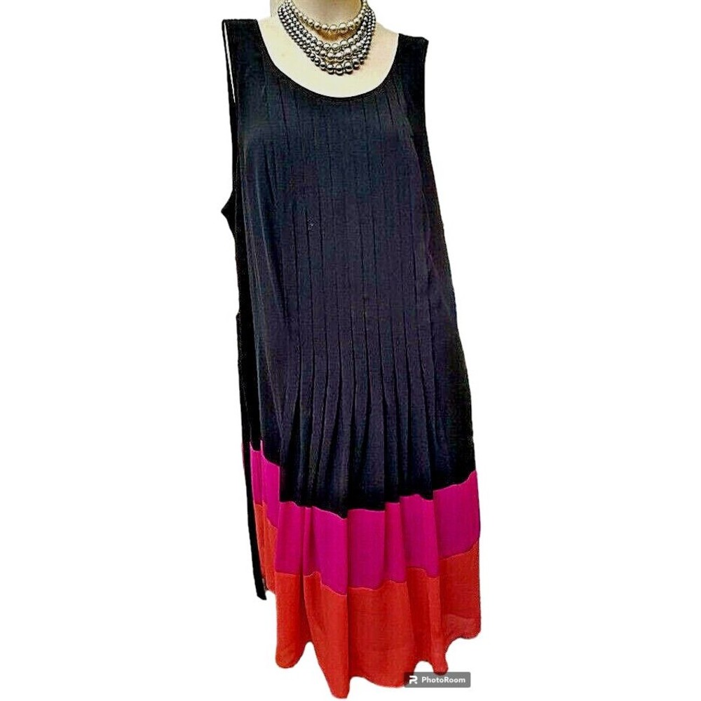 Apt 9 Dress Plus Size 2x Flowing Boho Fun Sleeveless Black Pleated Lined Artsy
